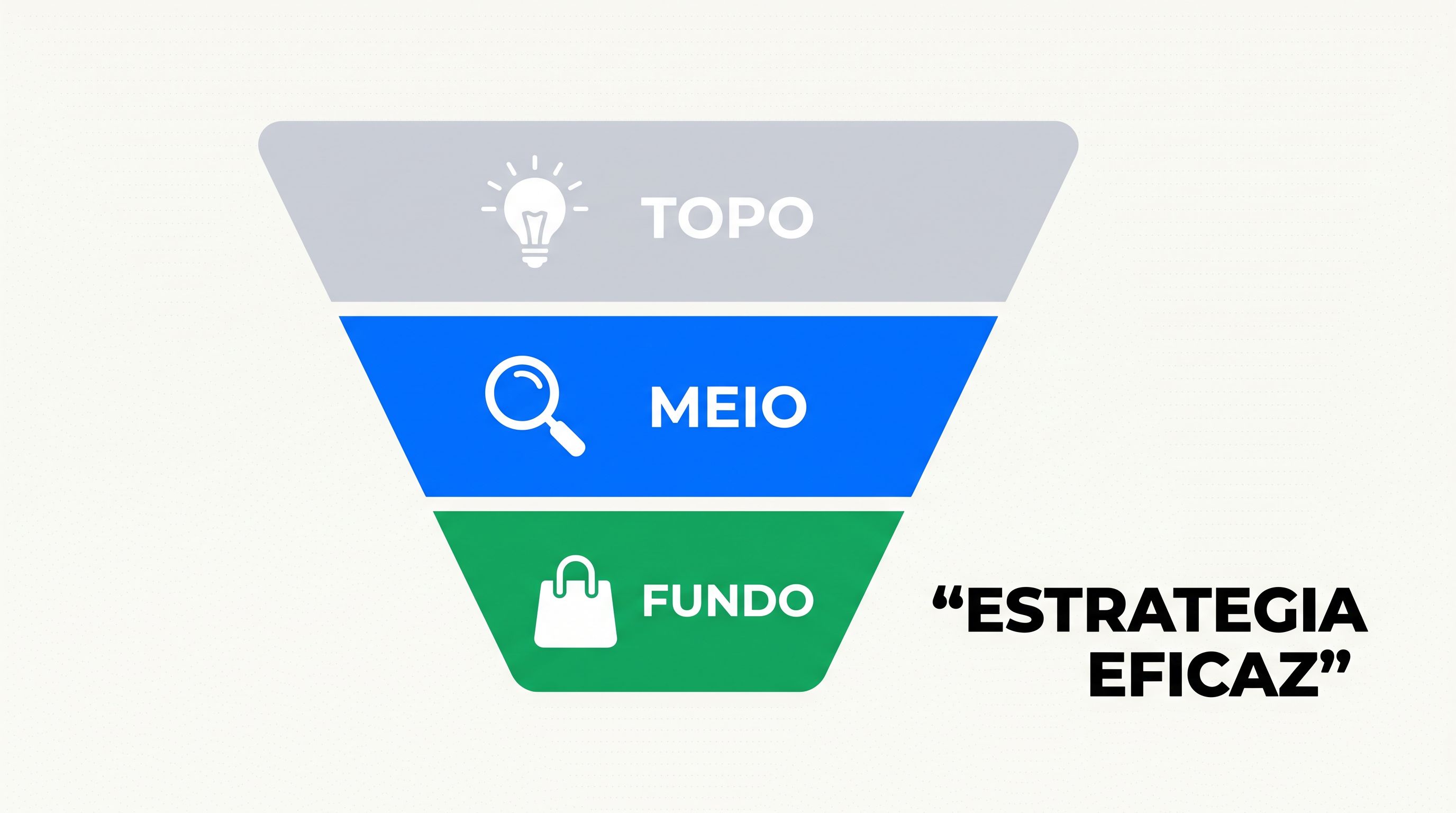 Funil de marketing dividido em topo, meio e fundo com foco em intenção de compra